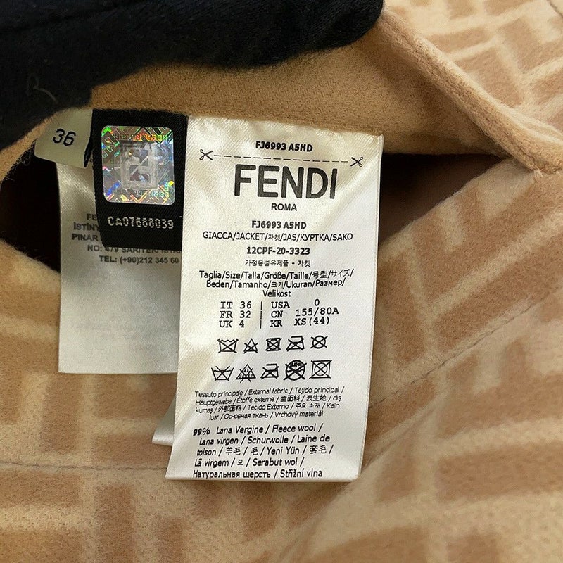 フェンディ ジャケット ズッカ リバーシブル ウール レディースサイズ36 FJ6993 FENDI アウター