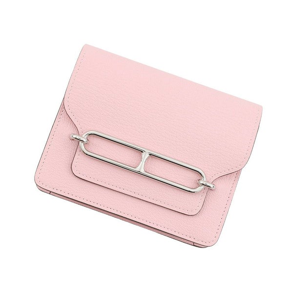 エルメス 財布 ロウリス ルリ スリム ローズサクラ/シルバー金具 シェブルミゾル K刻印 HERMES 財布