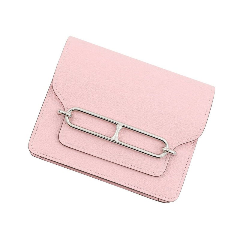 エルメス 財布 ロウリス ルリ スリム ローズサクラ/シルバー金具 シェブルミゾル K刻印 HERMES 財布