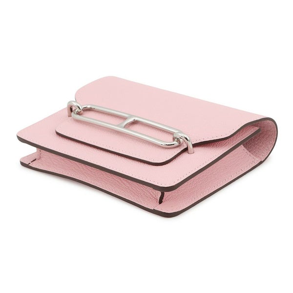 エルメス 財布 ロウリス ルリ スリム ローズサクラ/シルバー金具 シェブルミゾル K刻印 HERMES 財布