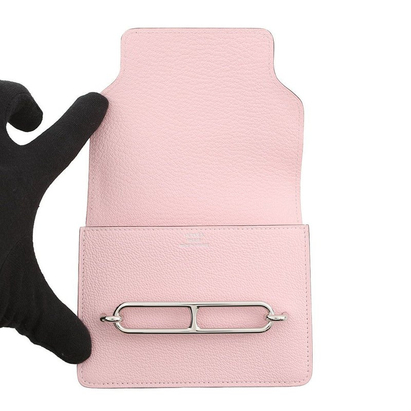 エルメス 財布 ロウリス ルリ スリム ローズサクラ/シルバー金具 シェブルミゾル K刻印 HERMES 財布