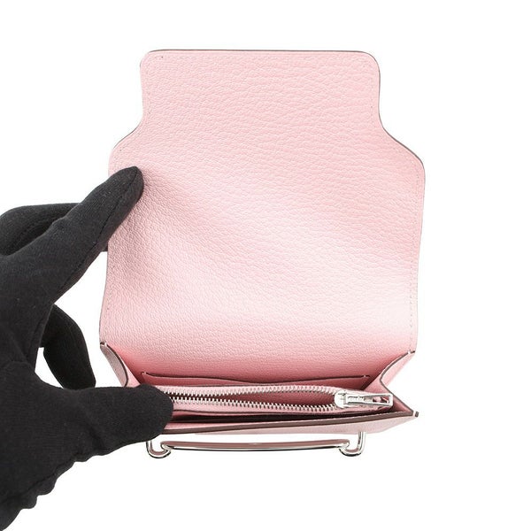 エルメス 財布 ロウリス ルリ スリム ローズサクラ/シルバー金具 シェブルミゾル K刻印 HERMES 財布