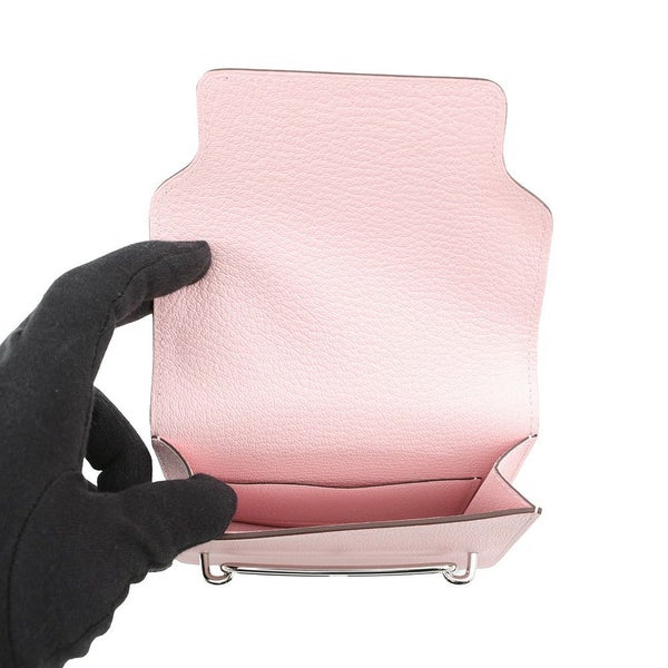 エルメス 財布 ロウリス ルリ スリム ローズサクラ/シルバー金具 シェブルミゾル K刻印 HERMES 財布