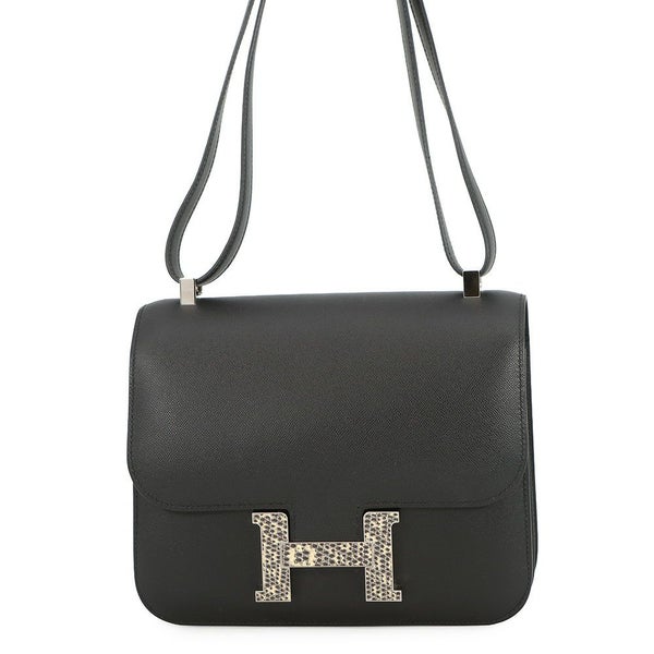 エルメス ショルダーバッグ コンスタンス3 24 ブラック/オンブレ/シルバー金具 ヴォーマダム/リザード Y刻印 黒