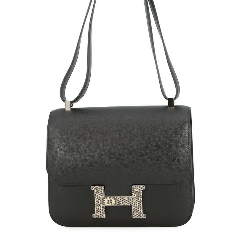 エルメス ショルダーバッグ コンスタンス3 24 ブラック/オンブレ/シルバー金具 ヴォーマダム/リザード Y刻印 黒