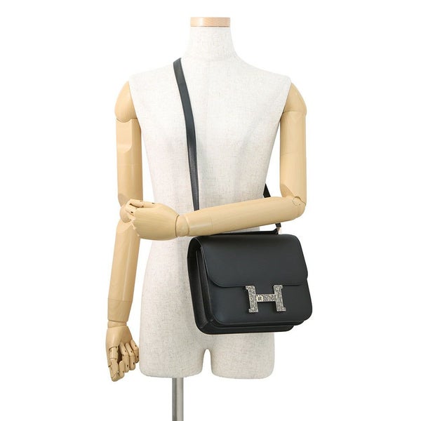 エルメス ショルダーバッグ コンスタンス3 24 ブラック/オンブレ/シルバー金具 ヴォーマダム/リザード Y刻印 黒