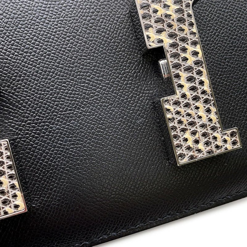 エルメス ショルダーバッグ コンスタンス3 24 ブラック/オンブレ/シルバー金具 ヴォーマダム/リザード Y刻印 黒