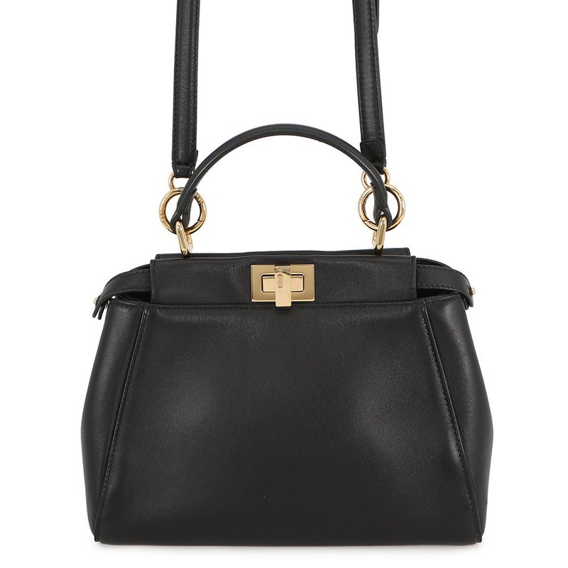 フェンディ ハンドバッグ ミニ ピーカブー レザー 8BN244 FENDI バッグ ショルダーバッグ 黒