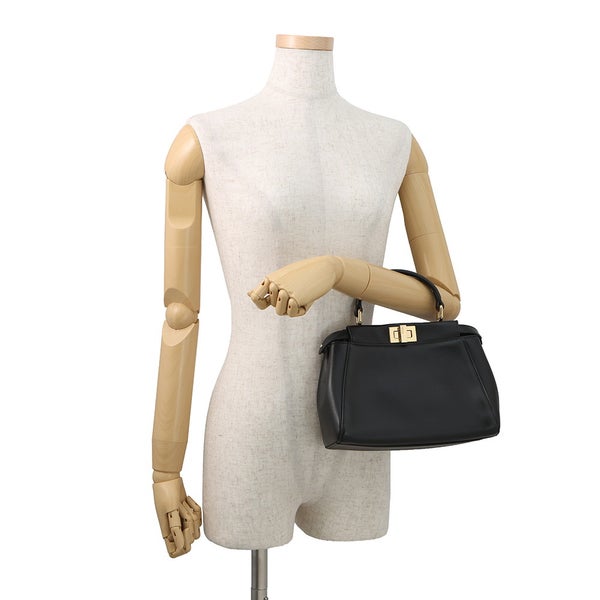 フェンディ ハンドバッグ ミニ ピーカブー レザー 8BN244 FENDI バッグ ショルダーバッグ 黒