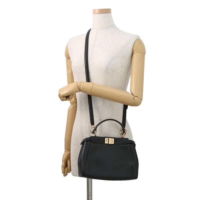 フェンディ ハンドバッグ ミニ ピーカブー レザー 8BN244 FENDI バッグ ショルダーバッグ 黒