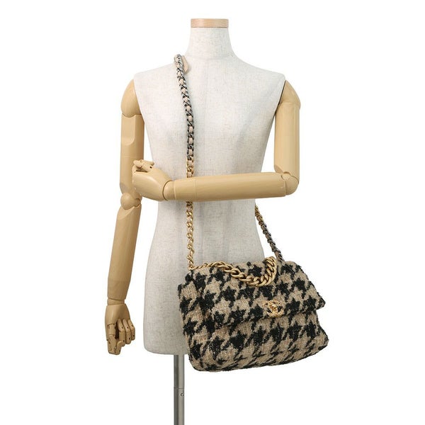 シャネル チェーンショルダーバッグ 19 ラージ ツイード AS1161 CHANEL バッグ 2wayハンドバッグ 黒