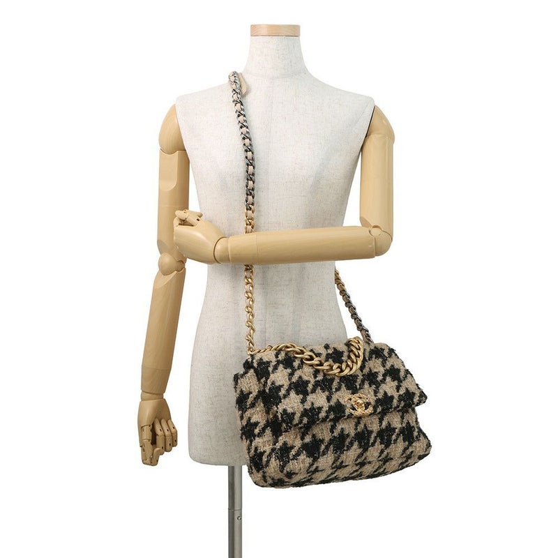 シャネル チェーンショルダーバッグ 19 ラージ ツイード AS1161 CHANEL バッグ 2wayハンドバッグ 黒