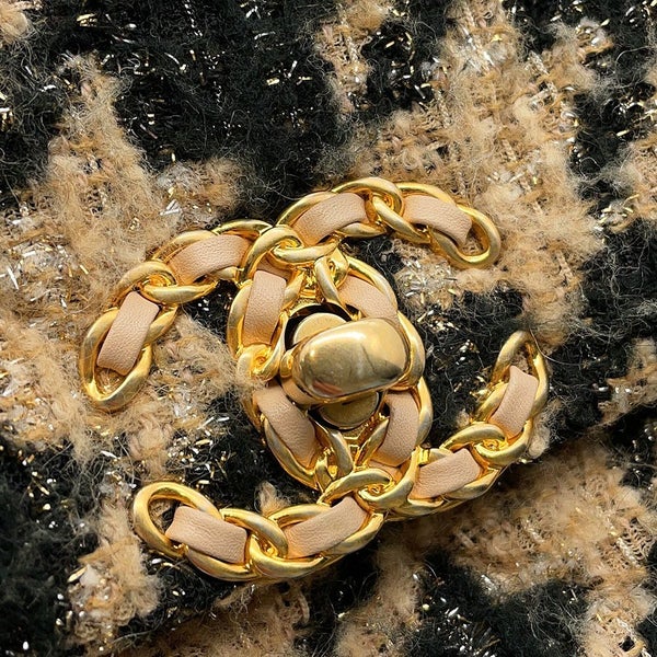 シャネル チェーンショルダーバッグ 19 ラージ ツイード AS1161 CHANEL バッグ 2wayハンドバッグ 黒