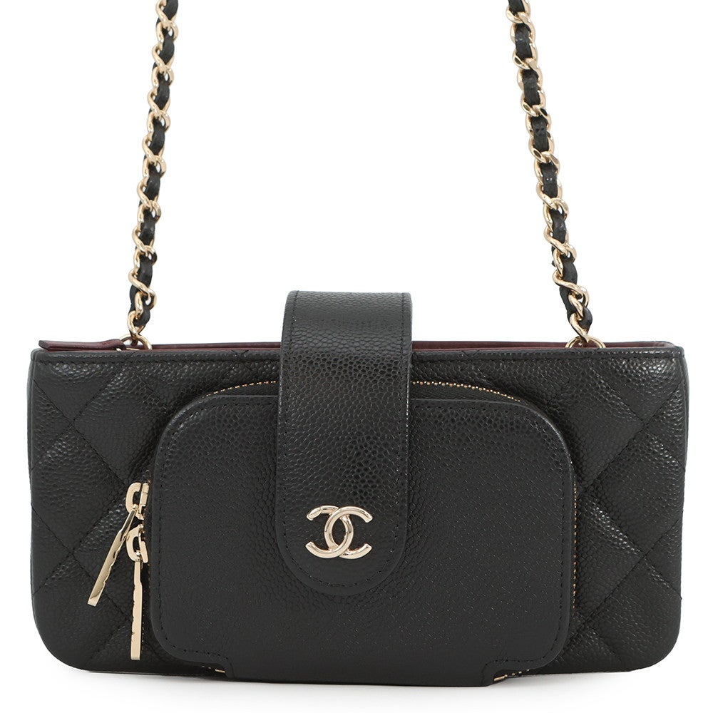 新品同様★最新！CHANELキャビアスキン　マトラッセ★チェーンフォンケース 楽天市場】シャネル フォンケース（カラーブラック）（バッグ｜バッグ