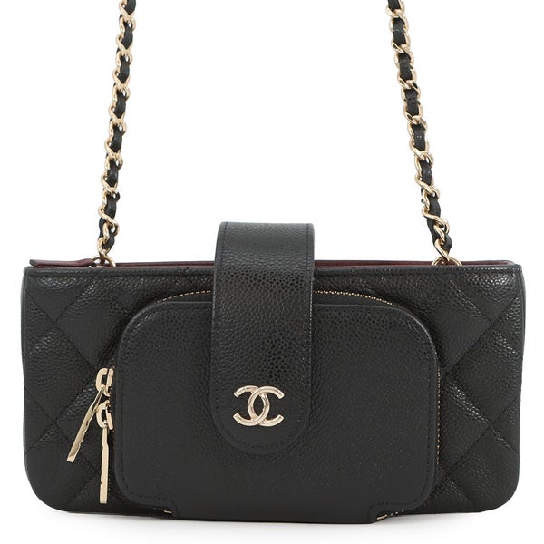 シャネル フォンケース マトラッセ チェーンショルダー キャビアスキン AP2916 バッグ