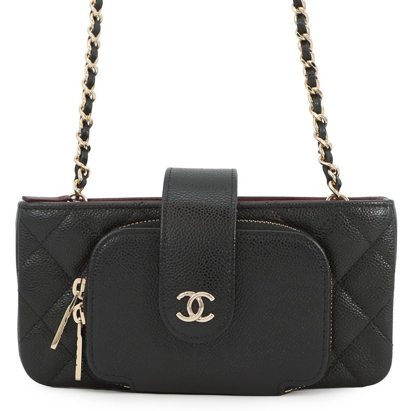 シャネル フォンケース マトラッセ チェーンショルダー キャビアスキン AP2916 バッグ