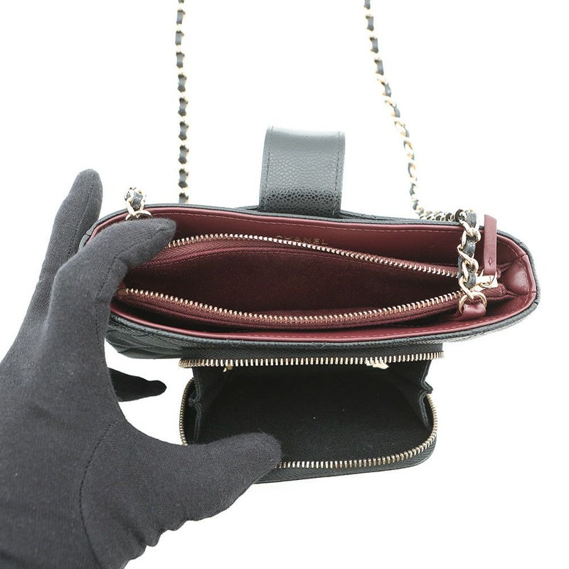 シャネル フォンケース マトラッセ チェーンショルダー キャビアスキン AP2916 バッグ