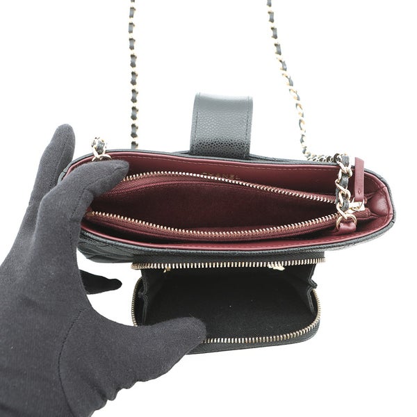 シャネル フォンケース マトラッセ チェーンショルダー キャビアスキン AP2916 バッグ