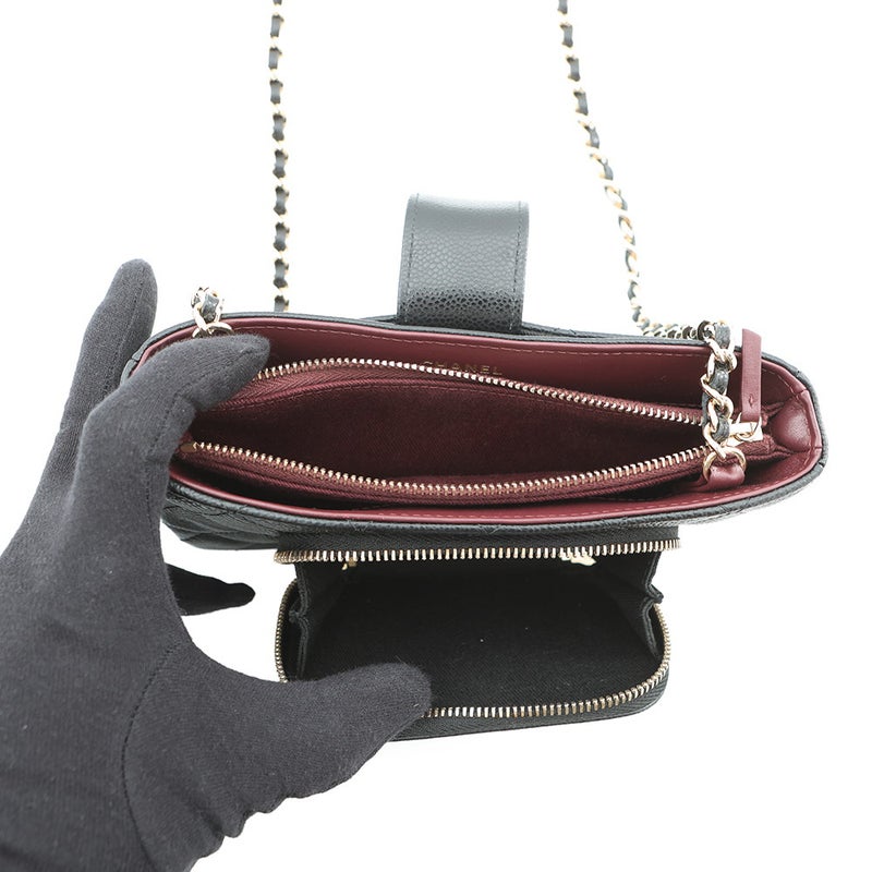 シャネル フォンケース マトラッセ チェーンショルダー キャビアスキン AP2916 バッグ