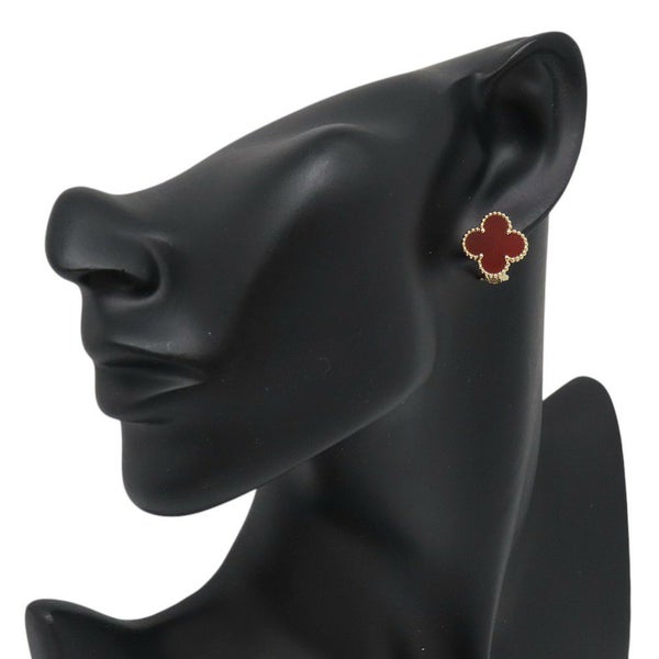 ヴァンクリーフ&アーペル ピアス ヴィンテージ アルハンブラ イヤリング カーネリアン K18YGイエローゴールド VCARD40400