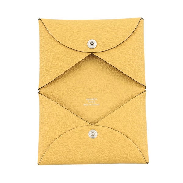 エルメス カードケース カルヴィ ジョーヌマンゴー シェブルミゾル K刻印 HERMES 名刺入れ