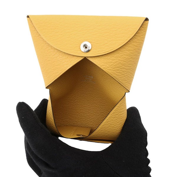 エルメス カードケース カルヴィ ジョーヌマンゴー シェブルミゾル K刻印 HERMES 名刺入れ