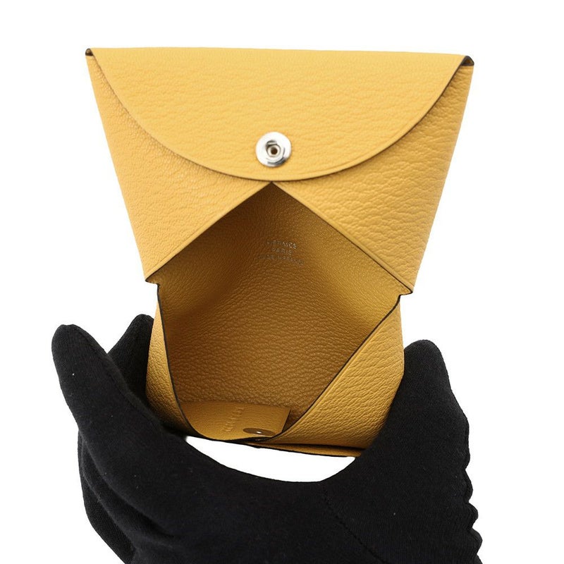 エルメス カードケース カルヴィ ジョーヌマンゴー シェブルミゾル K刻印 HERMES 名刺入れ