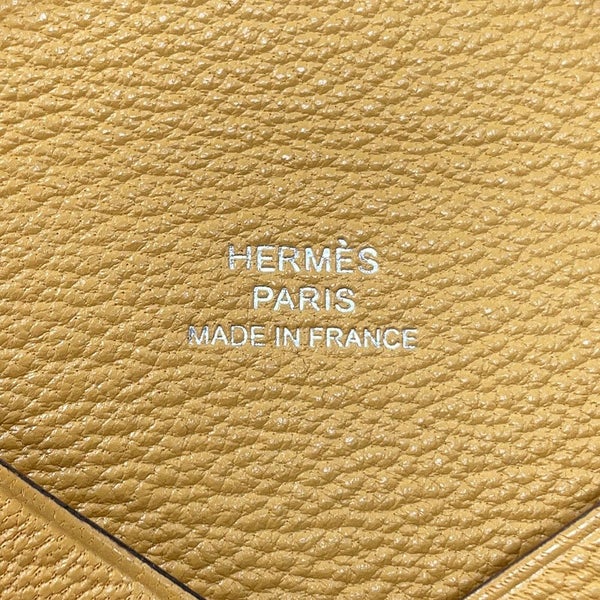 エルメス カードケース カルヴィ ジョーヌマンゴー シェブルミゾル K刻印 HERMES 名刺入れ