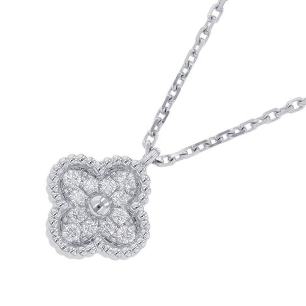 ヴァンクリーフ&アーペル ネックレス スウィート アルハンブラ ペンダント ダイヤ 12P 計0.08ct K18WGホワイトゴールド VCARO85900