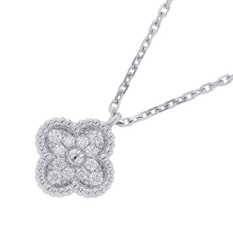 ヴァンクリーフ&アーペル ネックレス スウィート アルハンブラ ペンダント ダイヤ 12P 計0.08ct K18WGホワイトゴールド VCARO85900