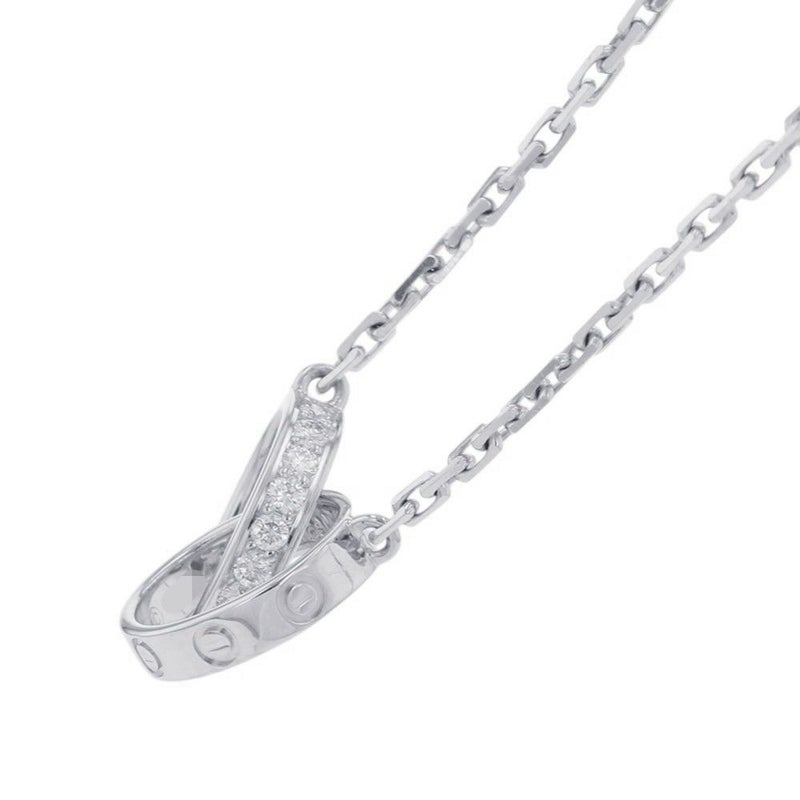 カルティエ ネックレス LOVE セミパヴェ ダイヤモンド 18P 計0.22ct K18WGホワイトゴールド B7013700 ベビーラブ ペンダント