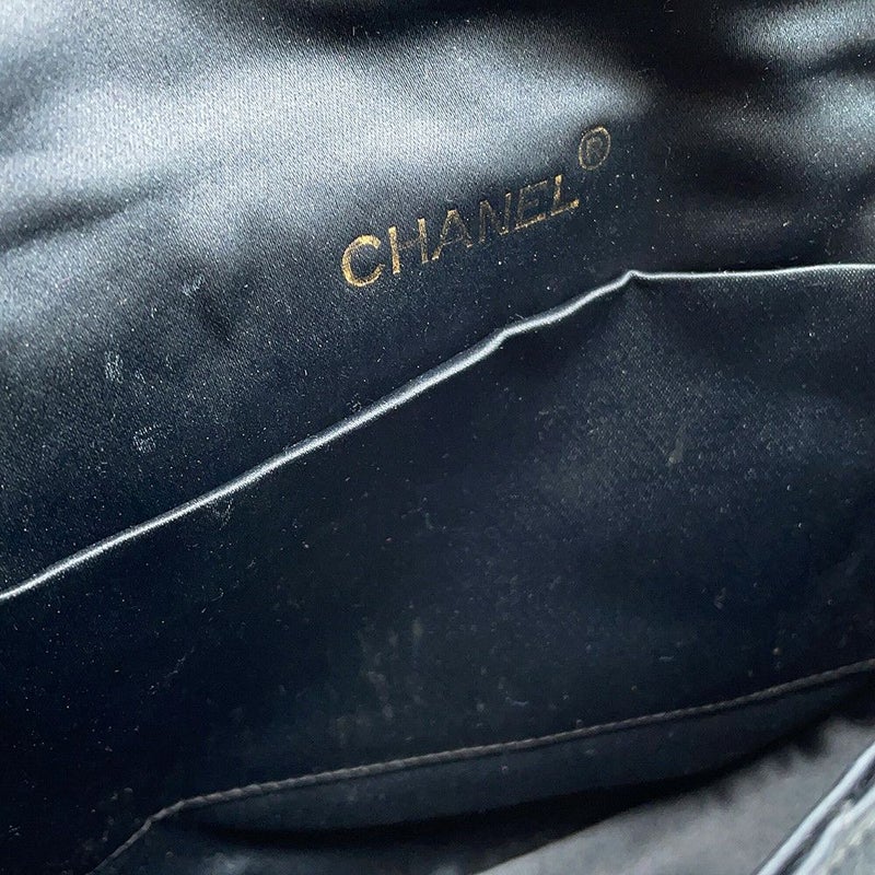 シャネル チェーンショルダーバッグ マトラッセ ココマーク サテン CHANEL 黒