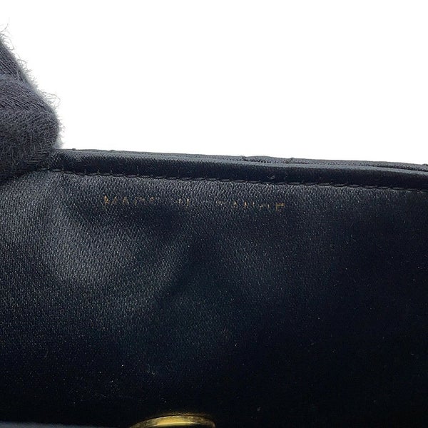 シャネル チェーンショルダーバッグ マトラッセ ココマーク サテン CHANEL 黒