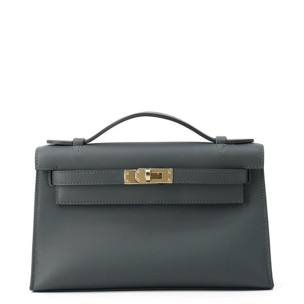 エルメス ハンドバッグ ポシェットケリー ヴェールマングローブ/シャンパンゴールド金具 スイフト K刻印