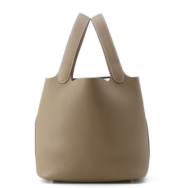 エルメス ハンドバッグ ピコタンロックMM エトゥープ/シルバー金具 トリヨンクレマンス K刻印