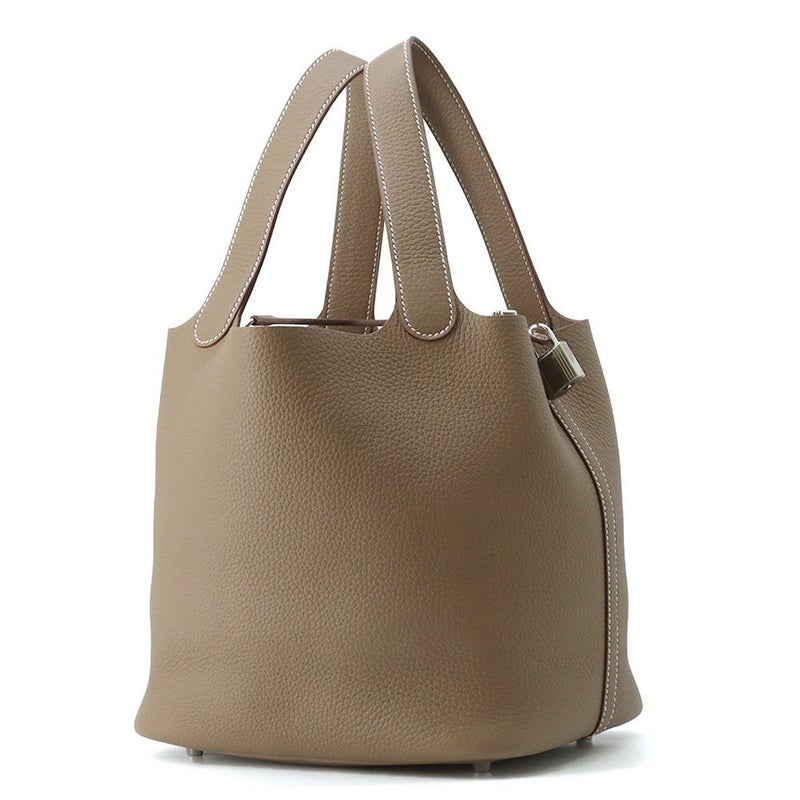 エルメス ハンドバッグ ピコタンロックMM エトゥープ/シルバー金具 トリヨンクレマンス K刻印