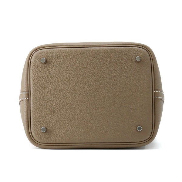 エルメス ハンドバッグ ピコタンロックMM エトゥープ/シルバー金具 トリヨンクレマンス K刻印