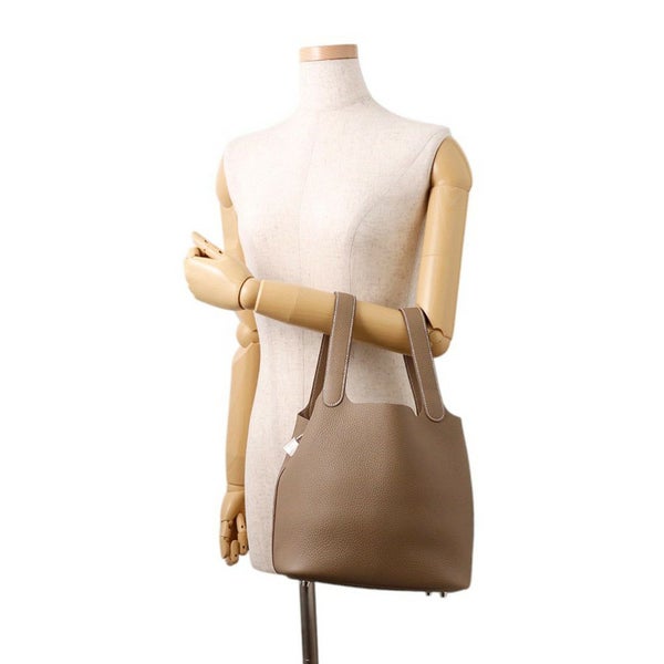 エルメス ハンドバッグ ピコタンロックMM エトゥープ/シルバー金具 トリヨンクレマンス K刻印