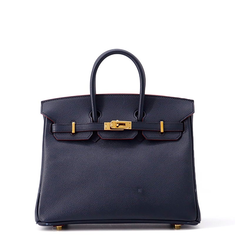 エルメス バーキン コントゥール 25 ブルーインディゴ/ルージュアッシュ/ゴールド金具 エプソン X刻印 HERMES Birkin ハンドバッグ