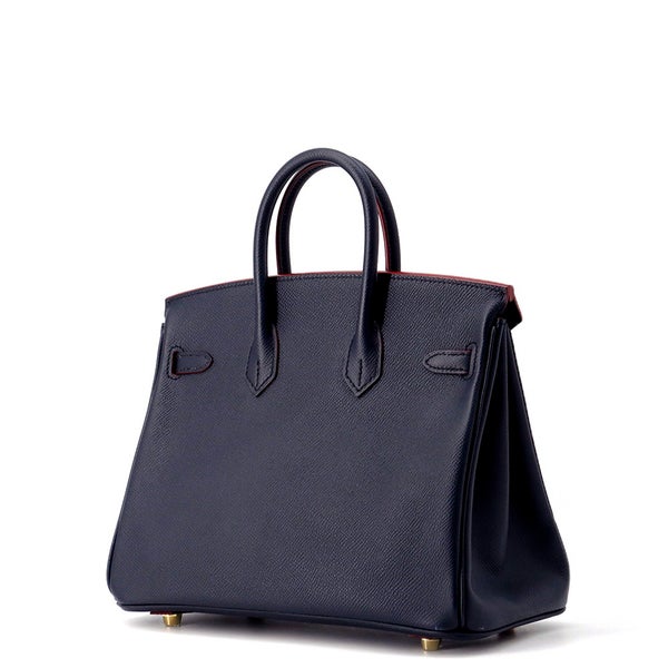 エルメス バーキン コントゥール 25 ブルーインディゴ/ルージュアッシュ/ゴールド金具 エプソン X刻印 HERMES Birkin ハンドバッグ