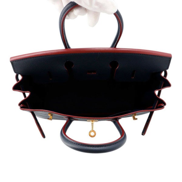 エルメス バーキン コントゥール 25 ブルーインディゴ/ルージュアッシュ/ゴールド金具 エプソン X刻印 HERMES Birkin ハンドバッグ