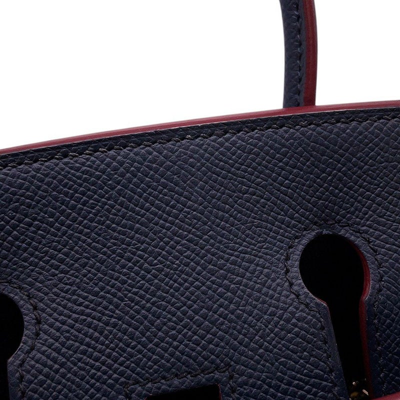 エルメス バーキン コントゥール 25 ブルーインディゴ/ルージュアッシュ/ゴールド金具 エプソン X刻印 HERMES Birkin ハンドバッグ