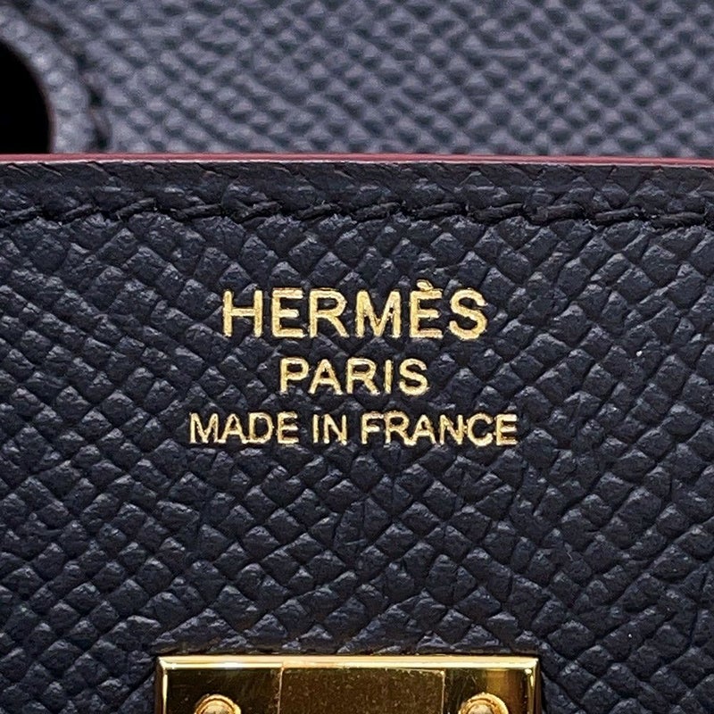 エルメス バーキン コントゥール 25 ブルーインディゴ/ルージュアッシュ/ゴールド金具 エプソン X刻印 HERMES Birkin ハンドバッグ