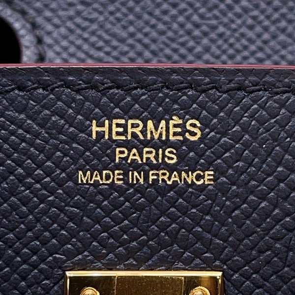 エルメス バーキン コントゥール 25 ブルーインディゴ/ルージュアッシュ/ゴールド金具 エプソン X刻印 HERMES Birkin ハンドバッグ
