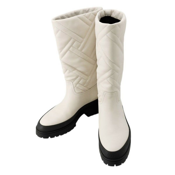 エルメス ブーツ フジ エクスリブス レザー レディースサイズ36 1/2 HERMES 靴 白 黒