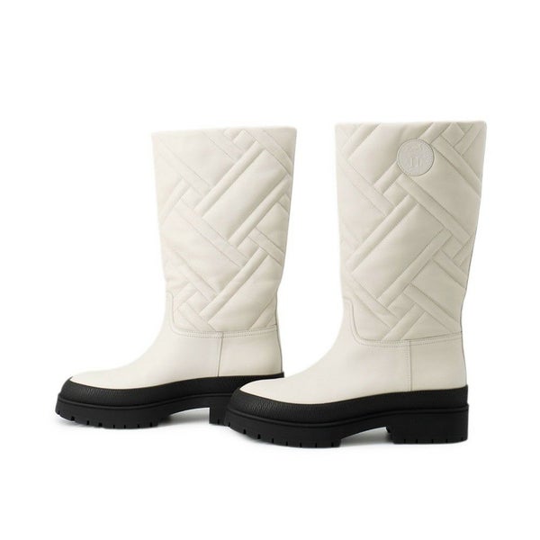 エルメス ブーツ フジ エクスリブス レザー レディースサイズ36 1/2 HERMES 靴 白 黒