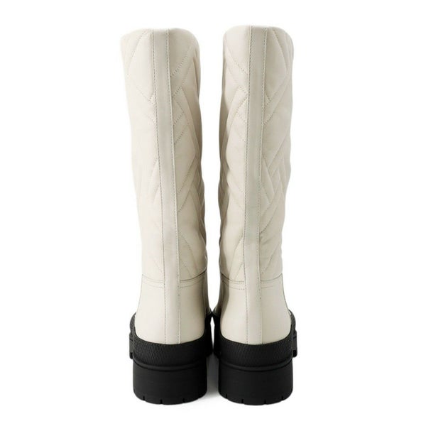 エルメス ブーツ フジ エクスリブス レザー レディースサイズ36 1/2 HERMES 靴 白 黒