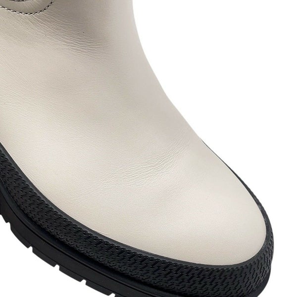 エルメス ブーツ フジ エクスリブス レザー レディースサイズ36 1/2 HERMES 靴 白 黒