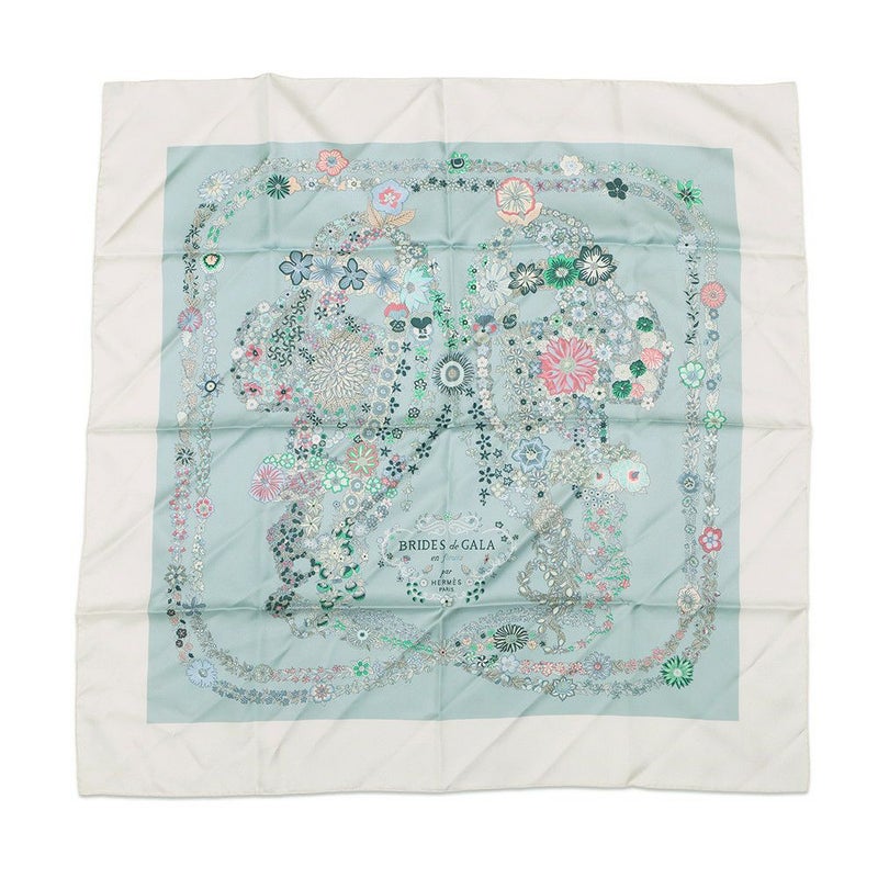 エルメス スカーフ カレ90 ブリッド・ドゥ・ガラ・アン・フルール Brides de Gala en fleurs HERMES シルク