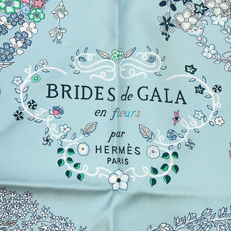 エルメス スカーフ カレ90 ブリッド・ドゥ・ガラ・アン・フルール Brides de Gala en fleurs HERMES シルク